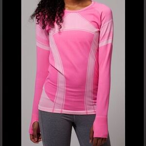 Ivivva by Lululemon Vibrant Pink Long Sleeve sweatshirt felt tech Top size 12
